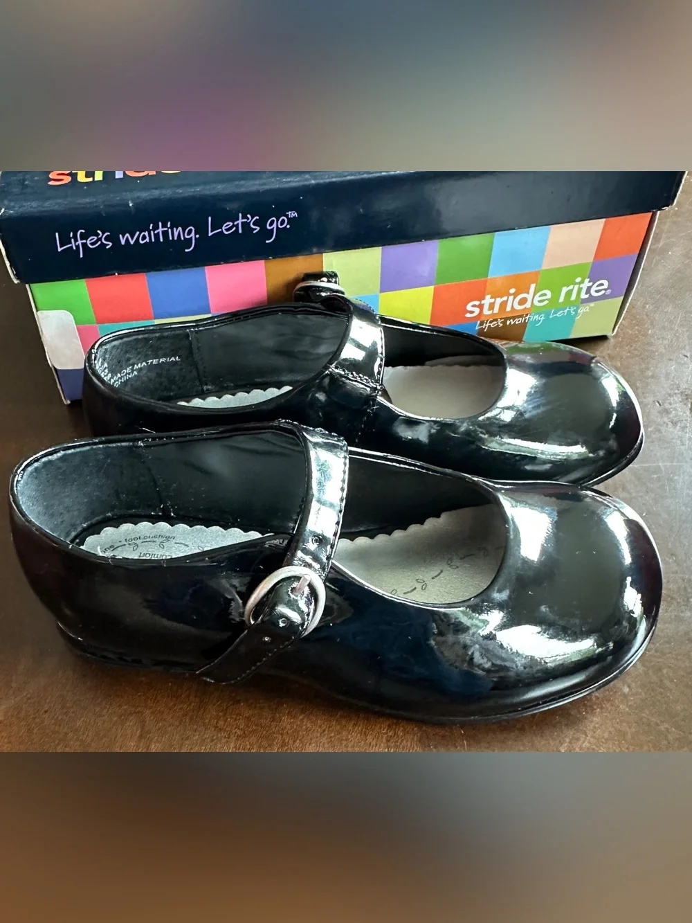 NWT Stride Rite‎ Felicia Black Patent Leather Shoes, Size 9